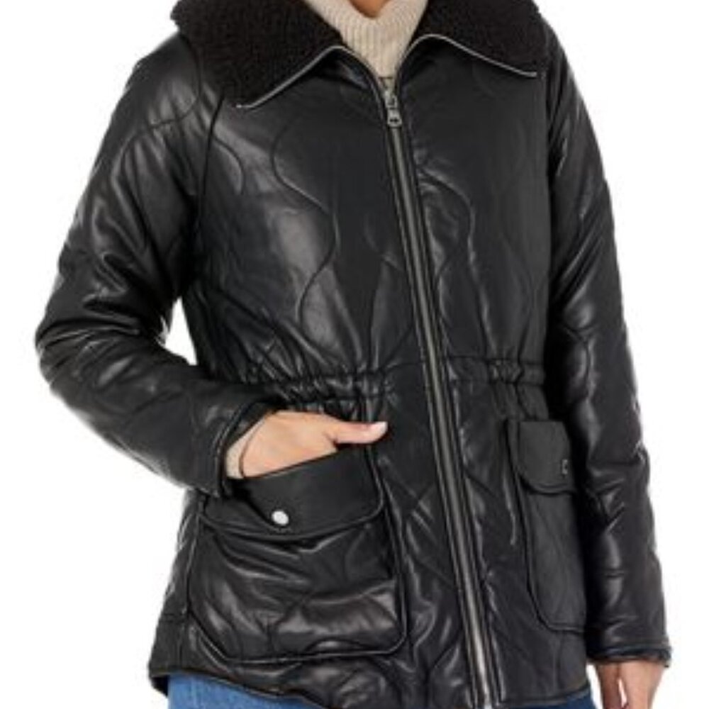 KENNETH COLE Quilted Faux-leather Jacket In Black